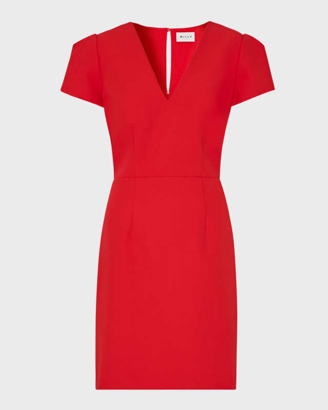 Atalie V-Neck Cady Mini Dress
